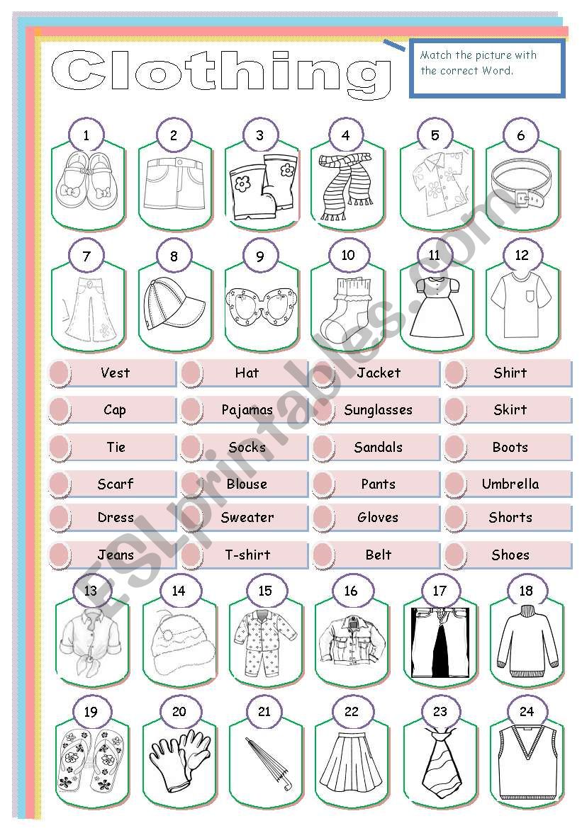 clothes - ESL worksheet by hbolaños