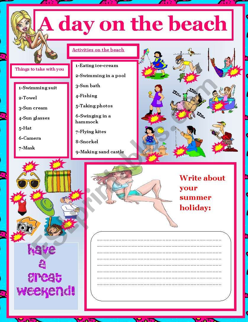 A Day On The Beach ESL Worksheet By Nora85