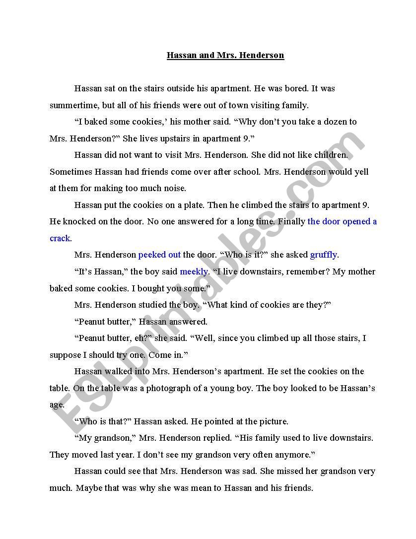 Hassan and Henderson worksheet