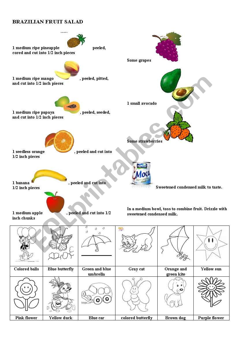 Brazilian fruit salad worksheet