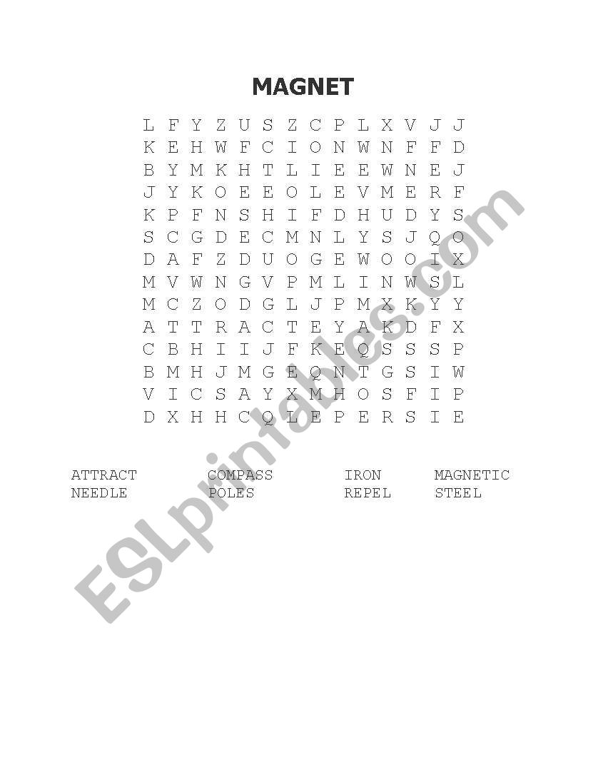 Magnet word search worksheet