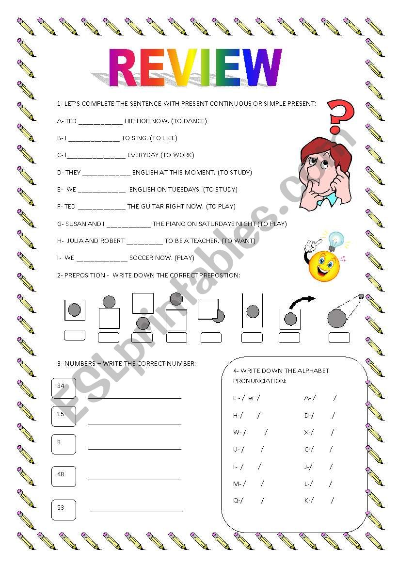 BASIC REVIEW worksheet