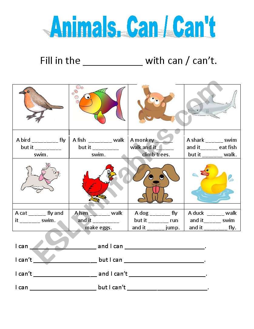 Can Can´t Esl Worksheet By Teachertonyinchina 