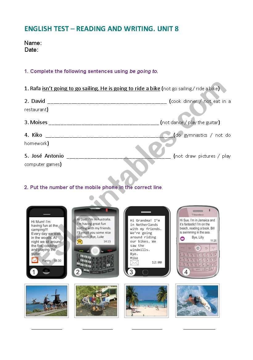 english test worksheet