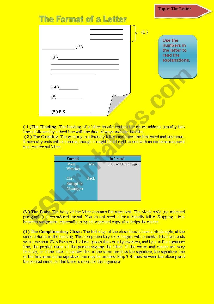 The Format Of A Letter ESL Worksheet By Le07