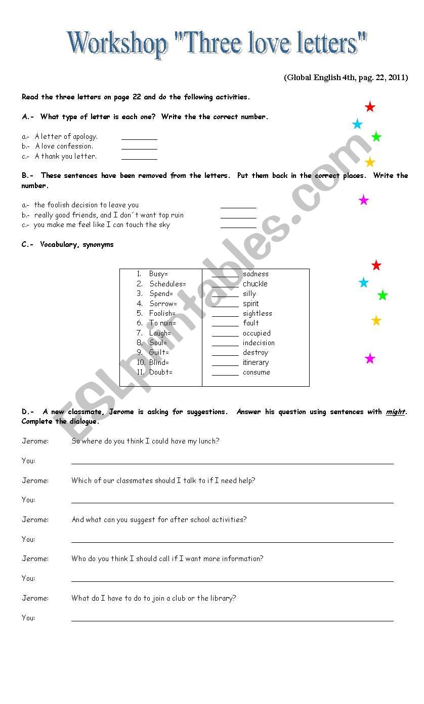 Love letters worksheet