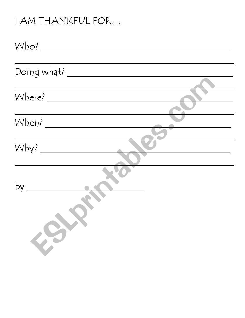 Thankful Poem worksheet