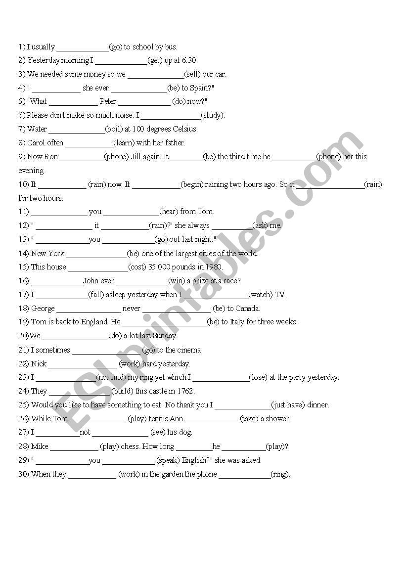 complete the gaps worksheet