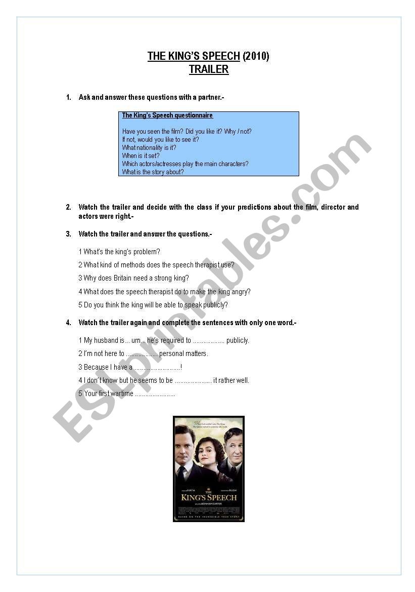 the king's speech worksheet