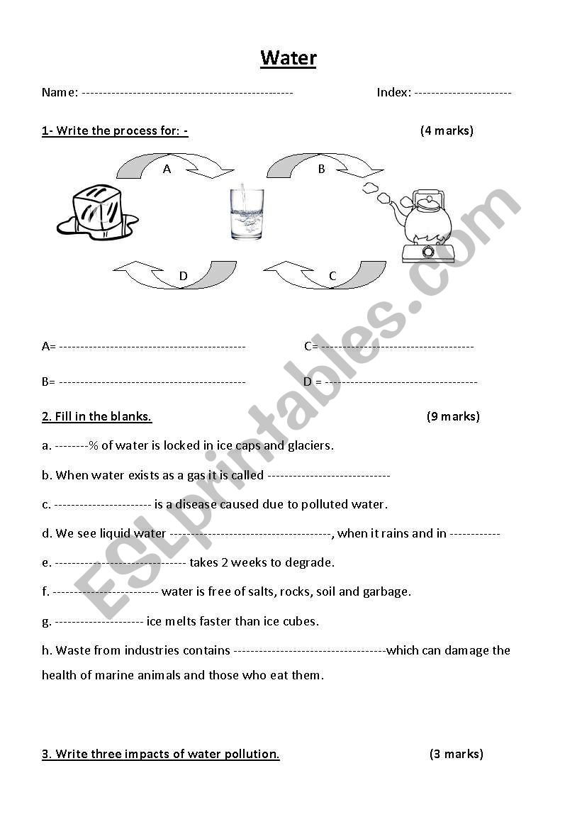 water worksheet