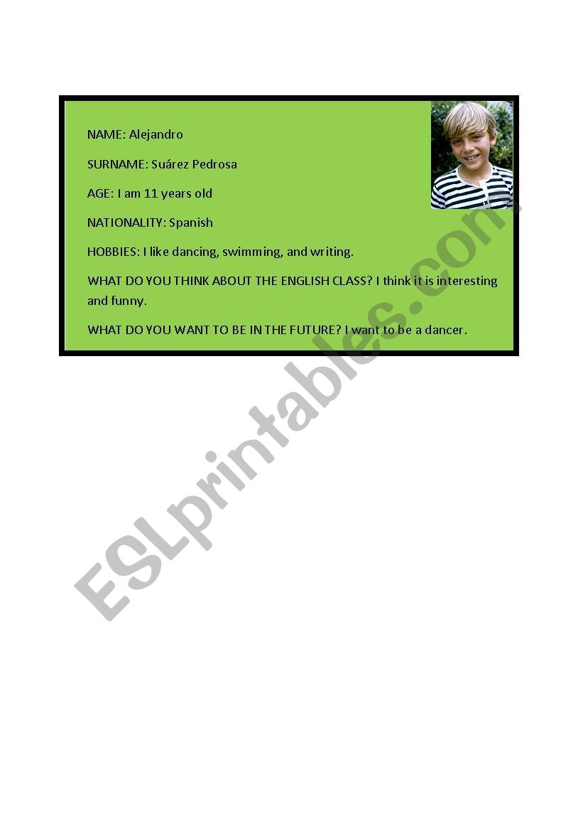 id card example worksheet