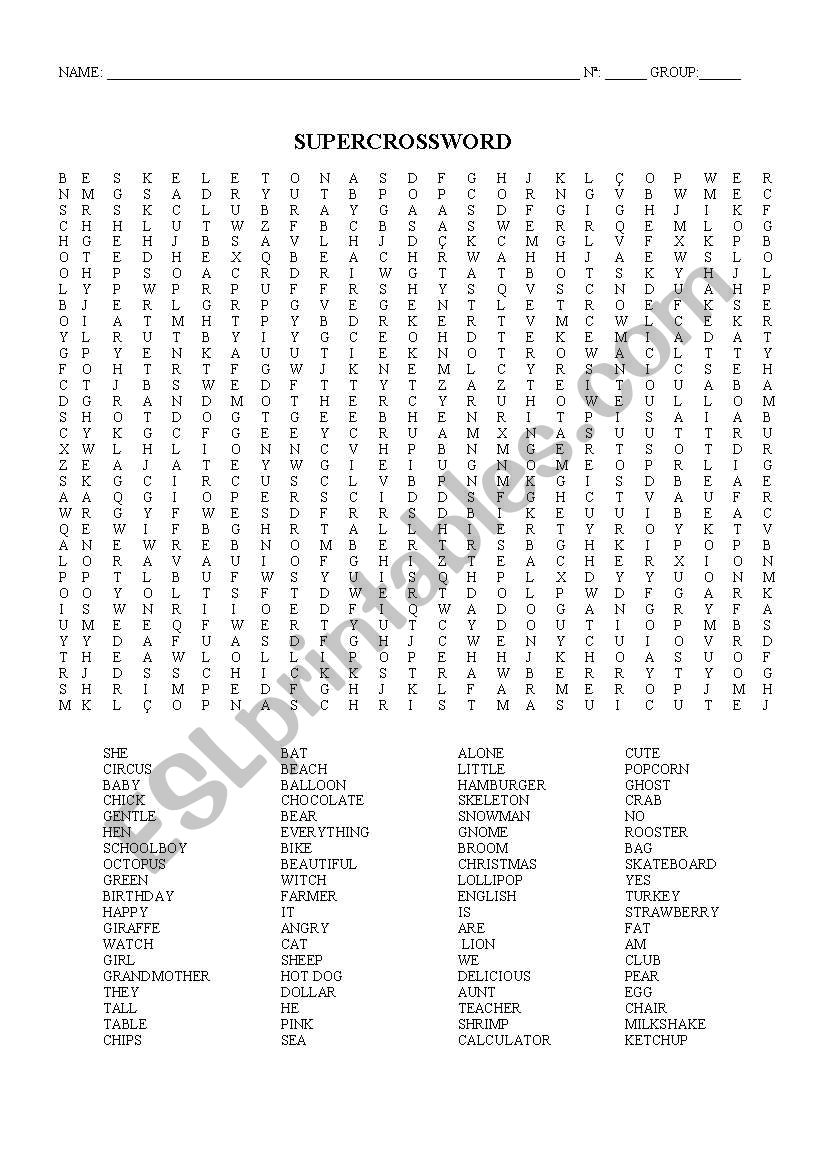 SUPER WORDSEARCH worksheet