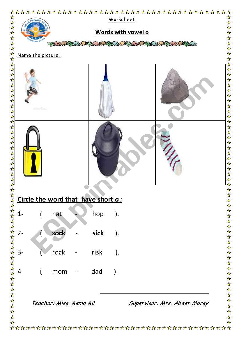 short o worksheet