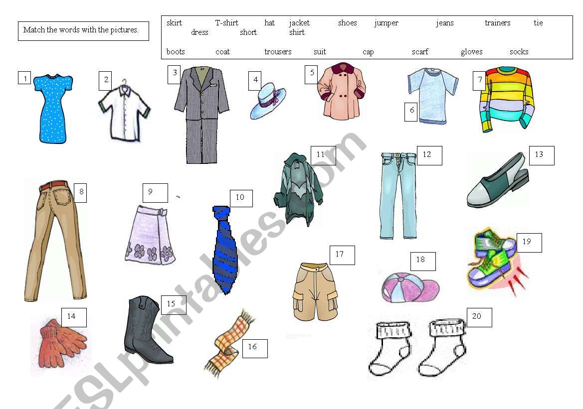 Clothes worksheet