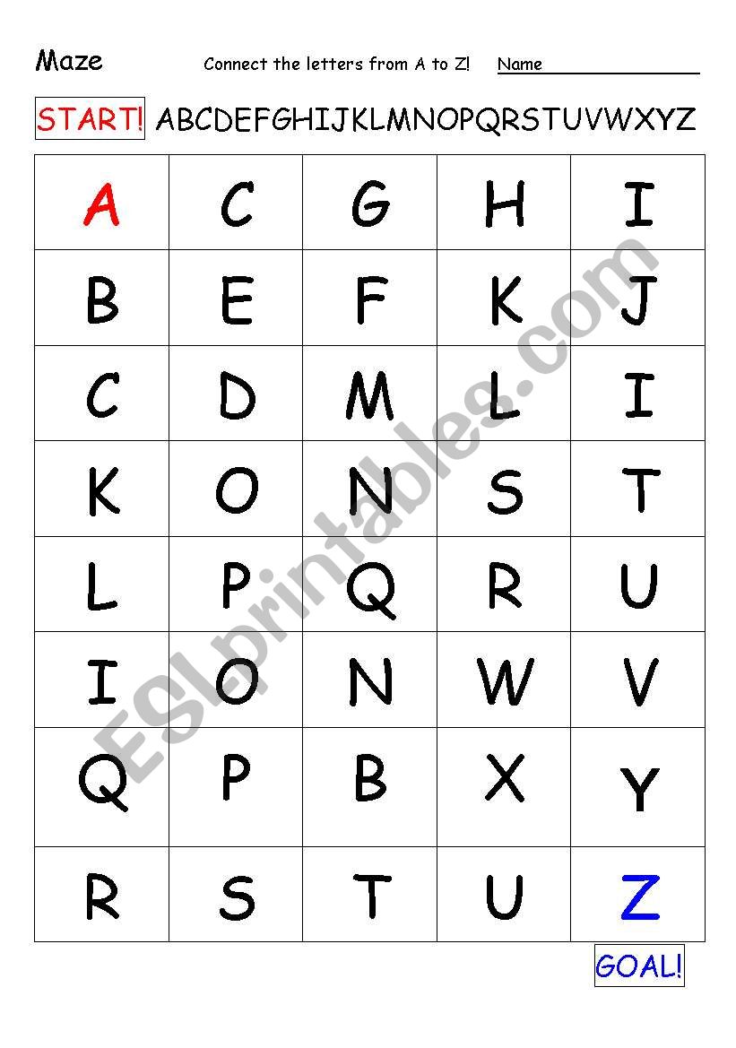 English worksheets: Alphabet maze