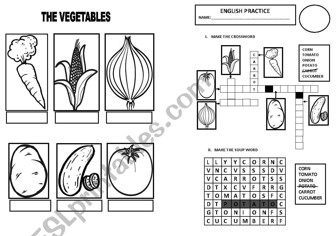 the vegetables worksheet