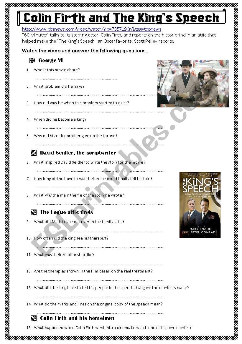 the king's speech worksheet