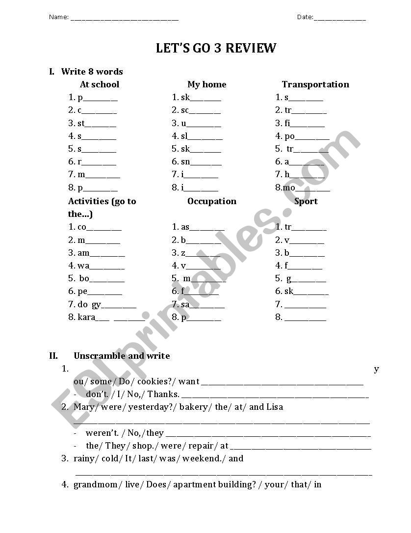 lets go 3 review workssheet worksheet