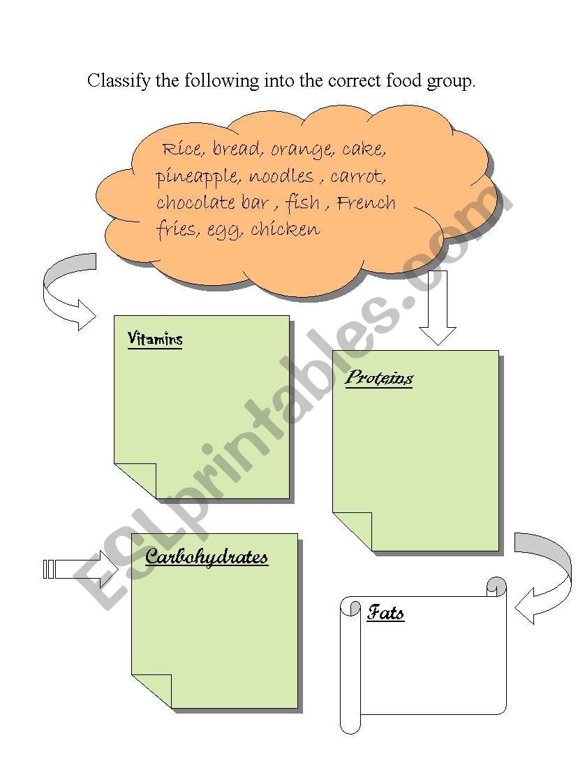 classification of food worksheet