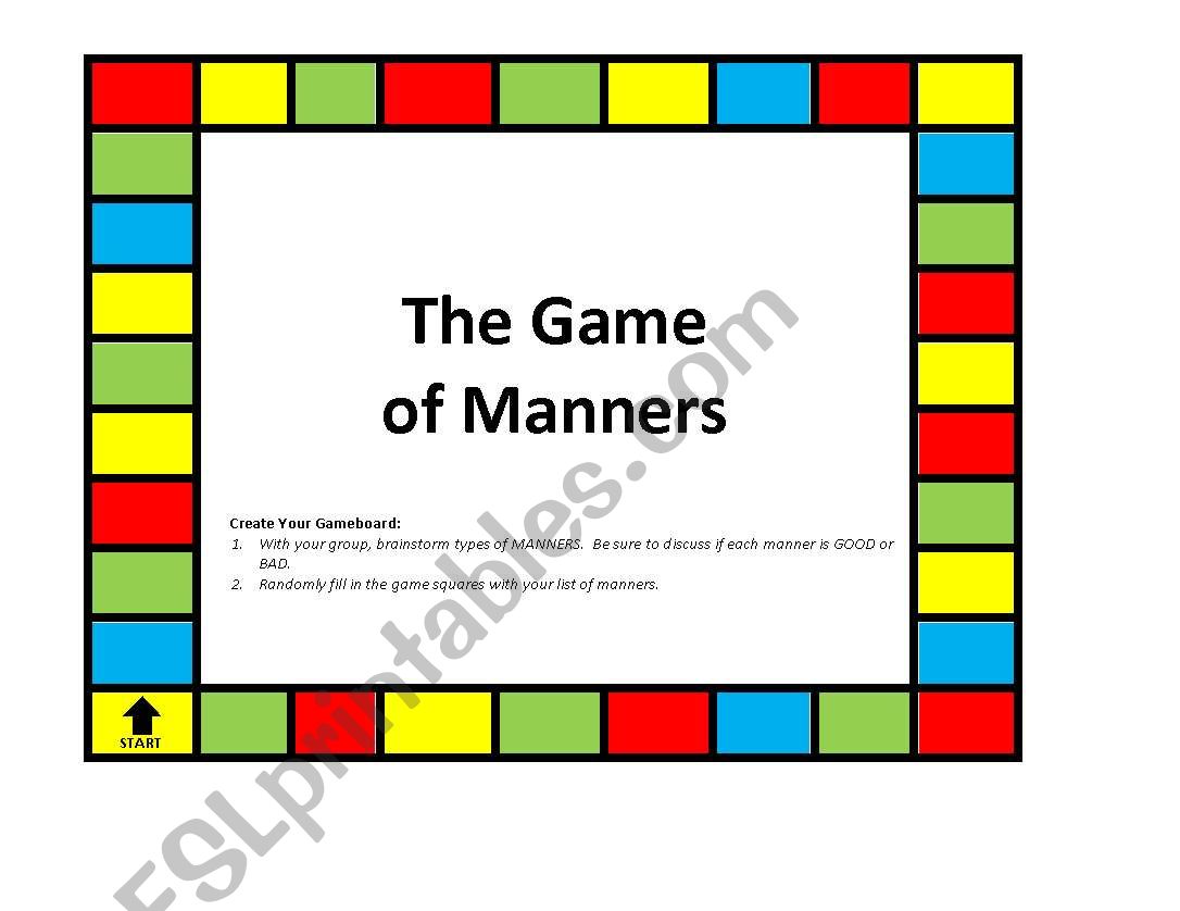 Game of Manners worksheet