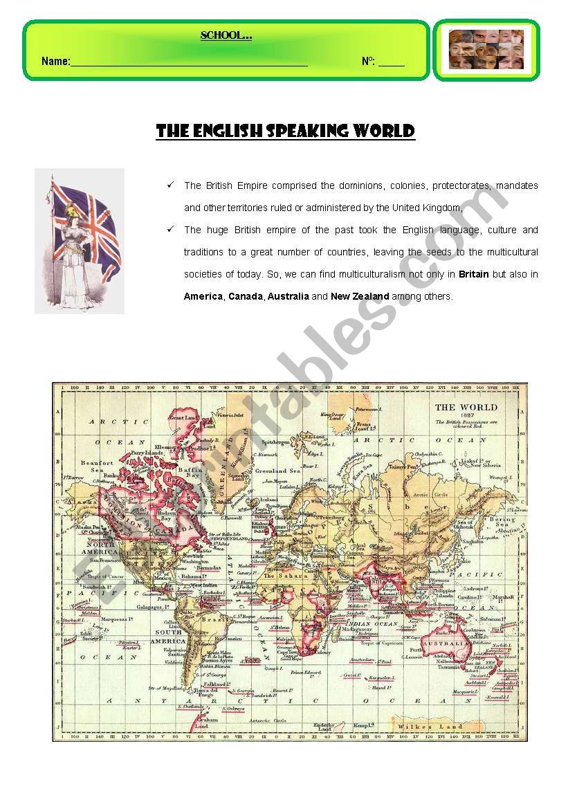 The English Speaking World ESL Worksheet By Hatha