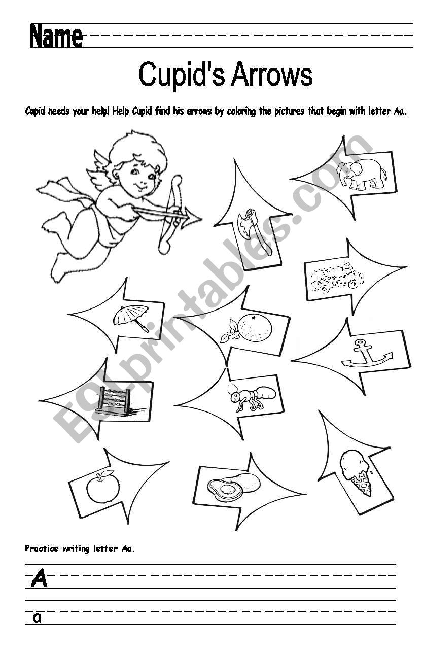 English Worksheets Cupid s Arrows