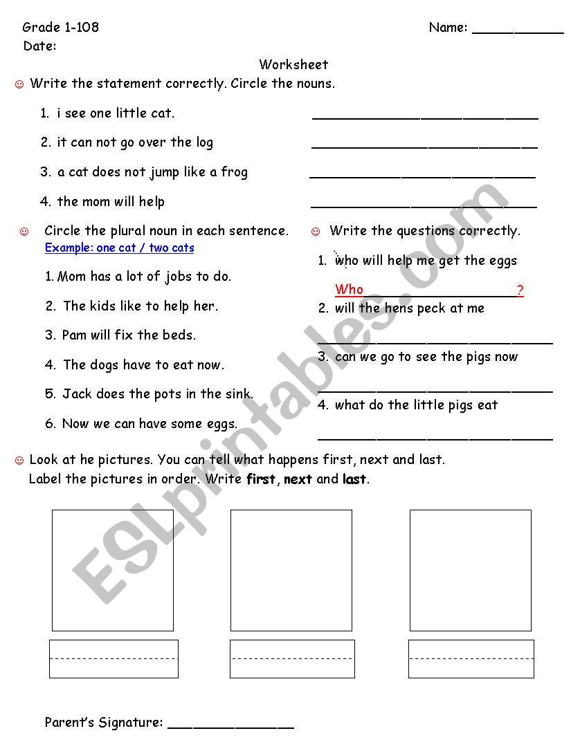 worksheet worksheet