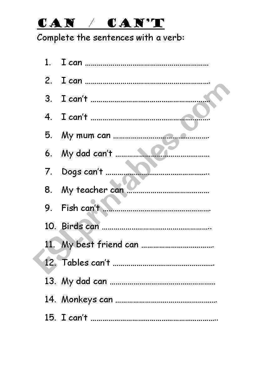 CAN / CAN´T - ESL worksheet by maureen nally