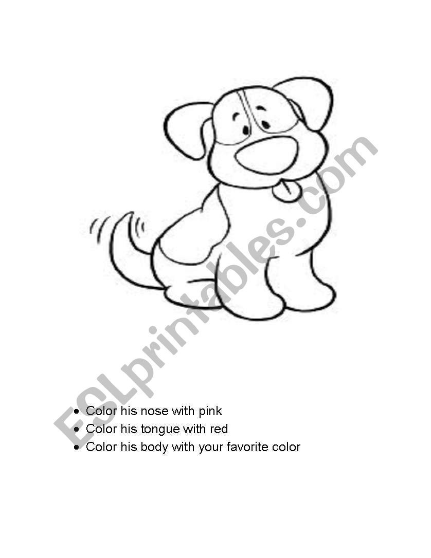 Put some colour in the Dog  worksheet