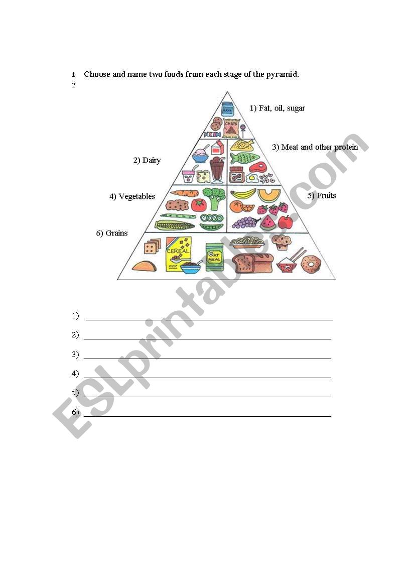 food worksheet