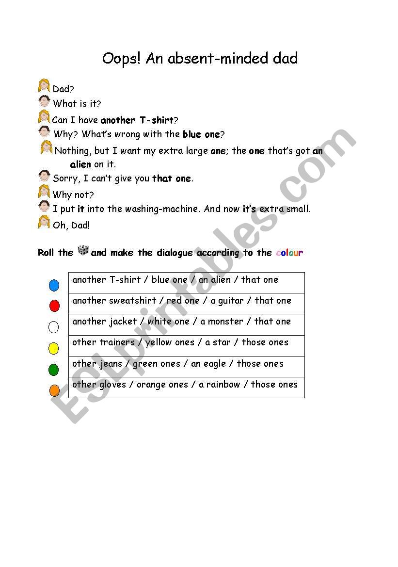 Oops! An absent-minded dad worksheet