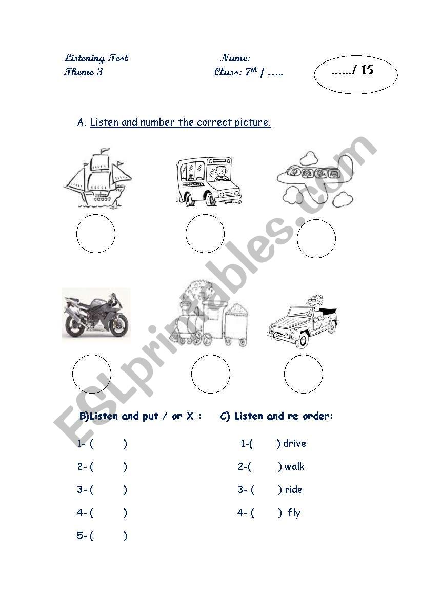 transportation worksheet