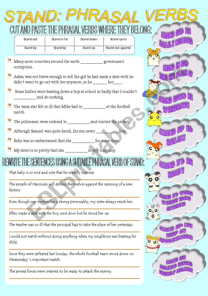 STAND PHRASAL VERBS ESL Worksheet By Atee