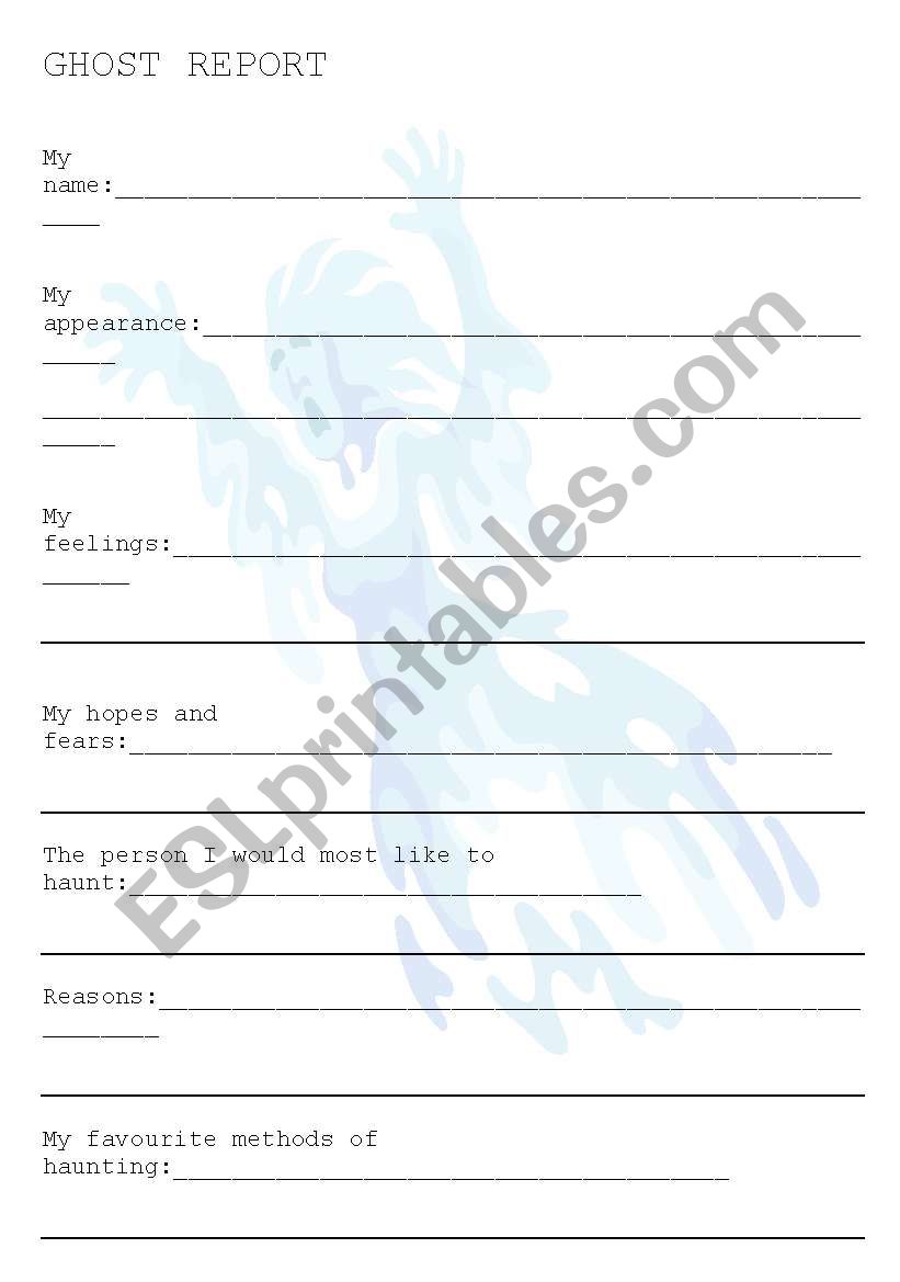 Ghost Report worksheet