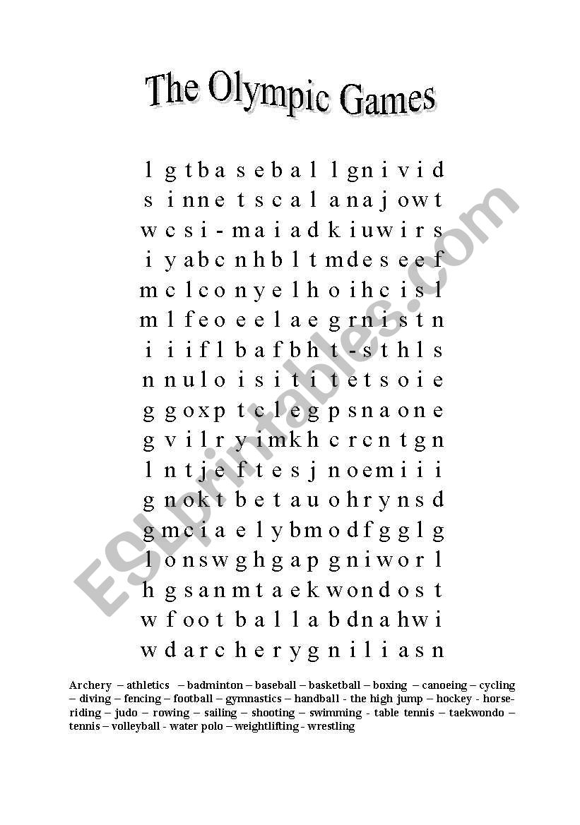 Printable Olympic Word Search Printable Word Searches