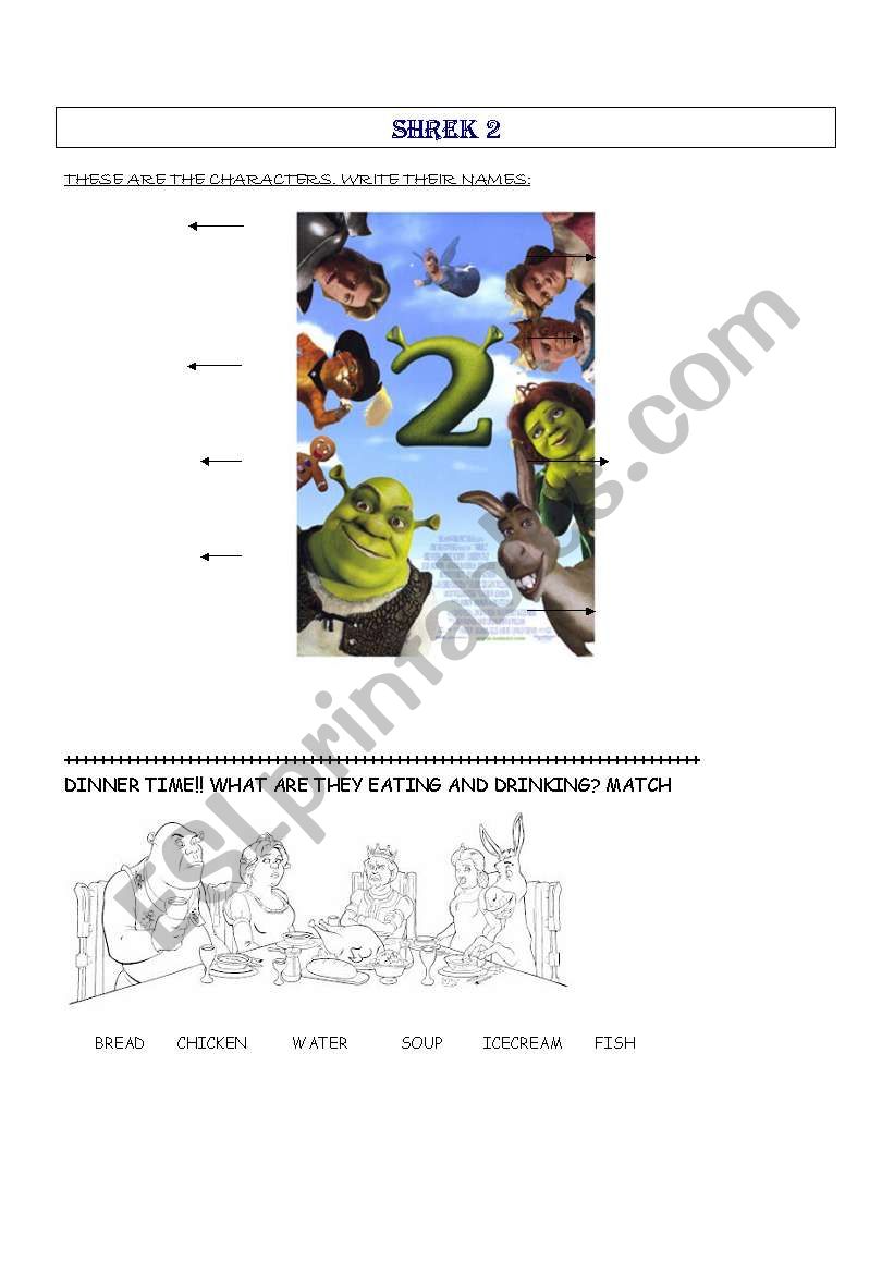 Shrek 2 worksheet