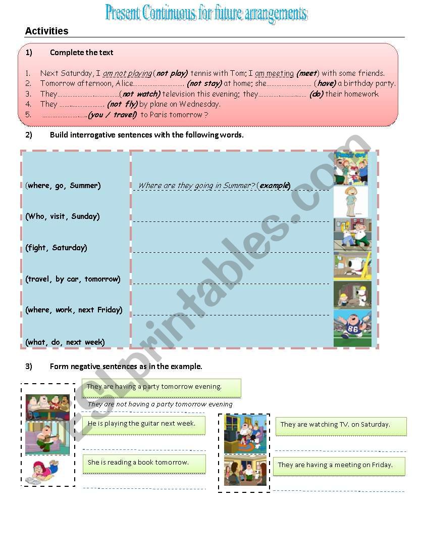 Present Continuous For Future Arrangements ESL Worksheet By Harry75