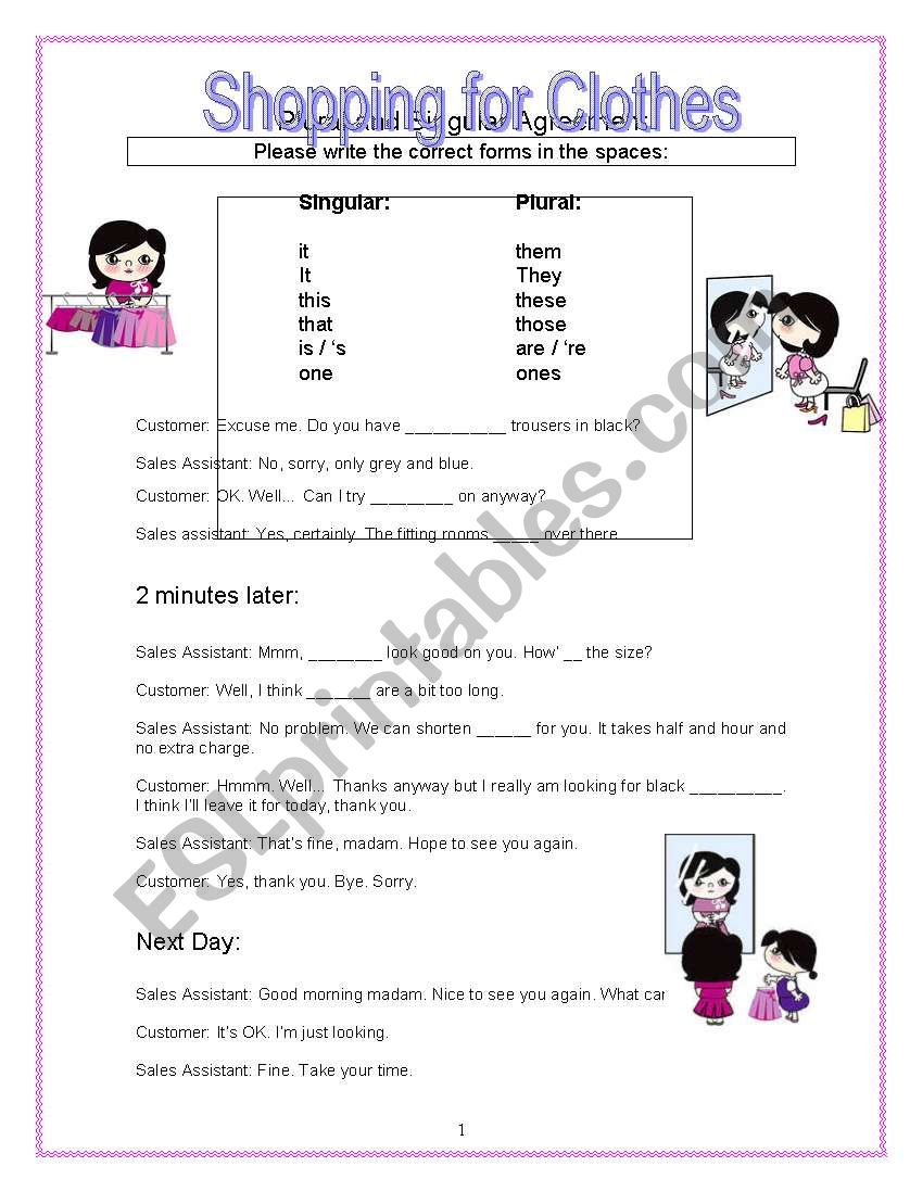 Shopping for Clothes - ESL worksheet by Whiteboard Warrior