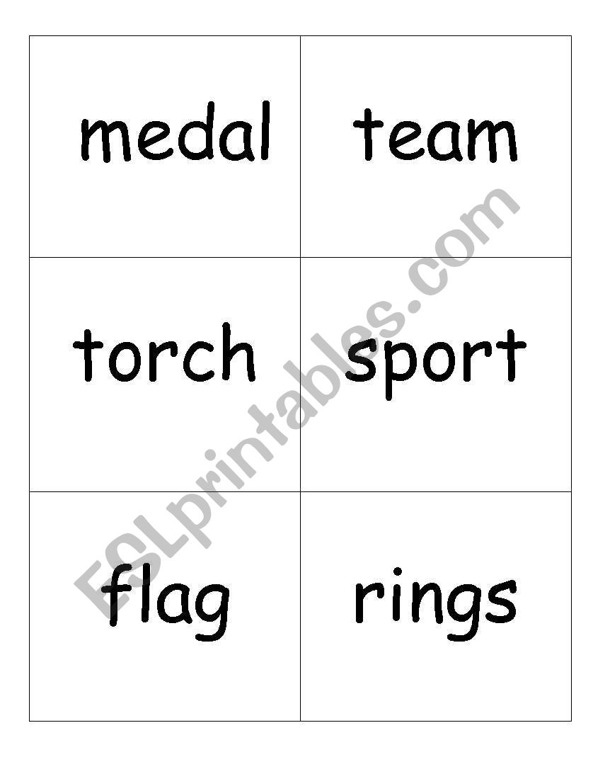 Olympic themed word to picture cards