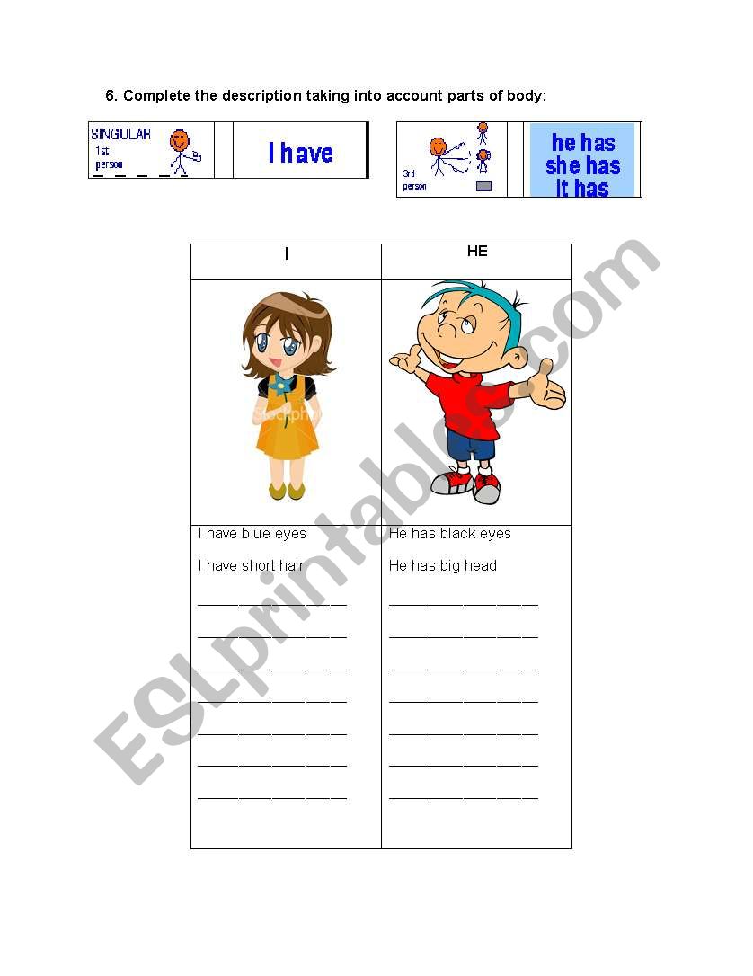 HAS AND HAVE worksheet