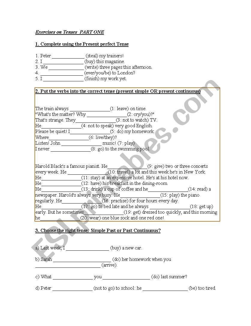 Practice On Verb Tenses ESL Worksheet By Daiu