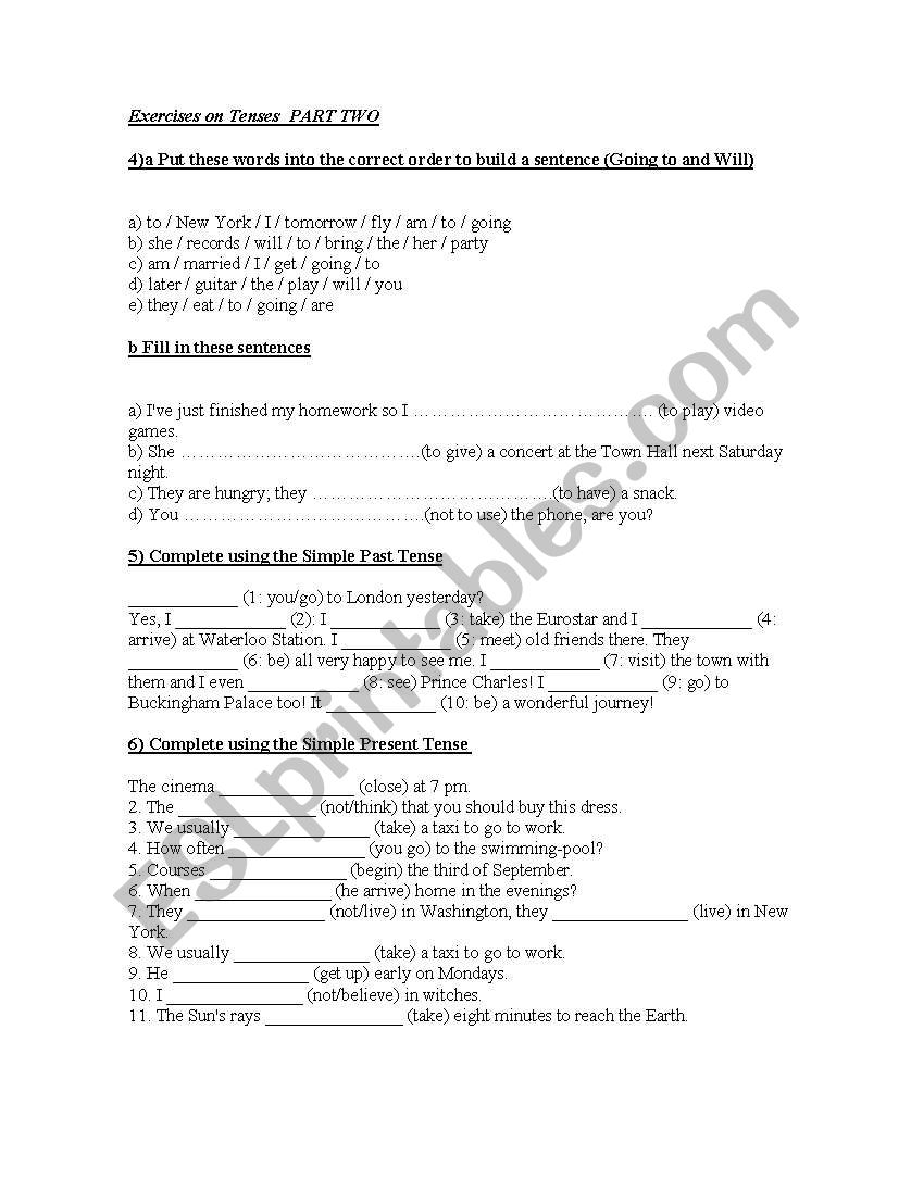 Practice on Verb Tenses part 2