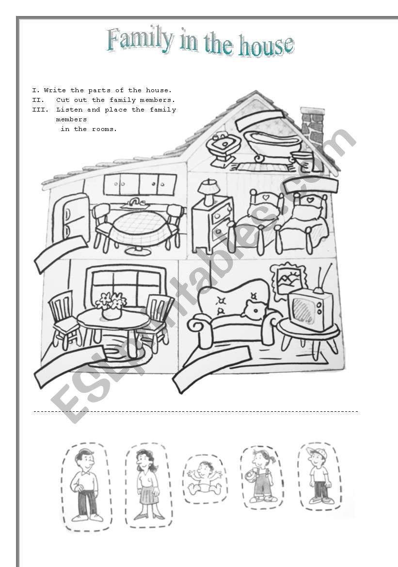 Parts of the house - Family worksheet