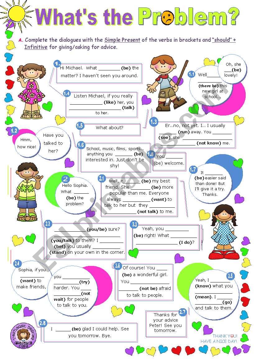 What´s the problem? - Simple present + should (advice) - ESL worksheet ...