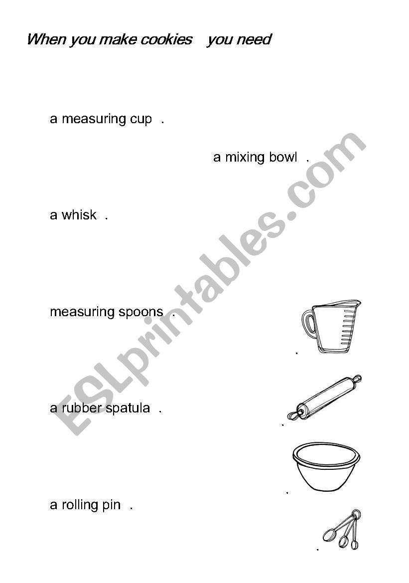 kitchen utensil worksheet