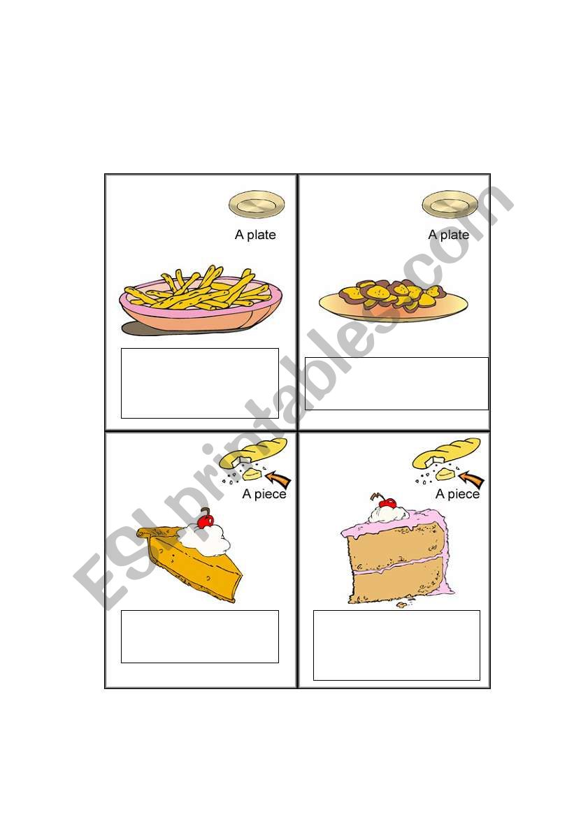 Food containers worksheet