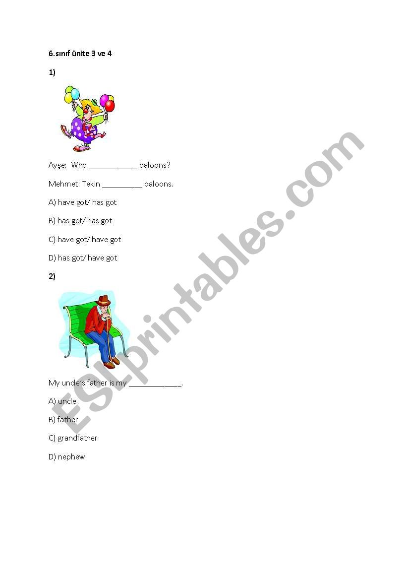 test for students worksheet