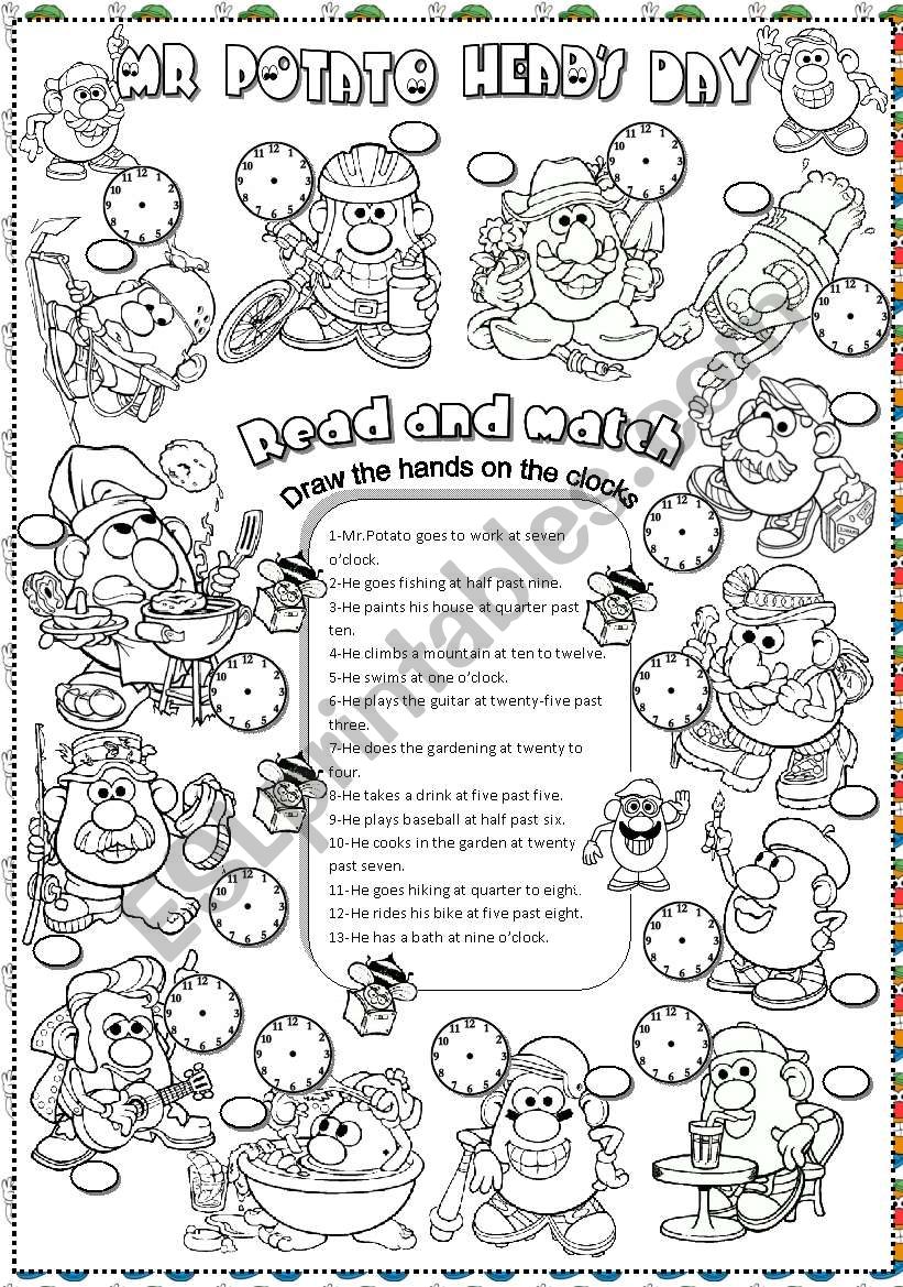 Mr. Potato´s day - ESL worksheet by angelamoreyra