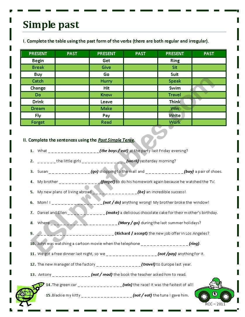 Simple past exercise worksheet