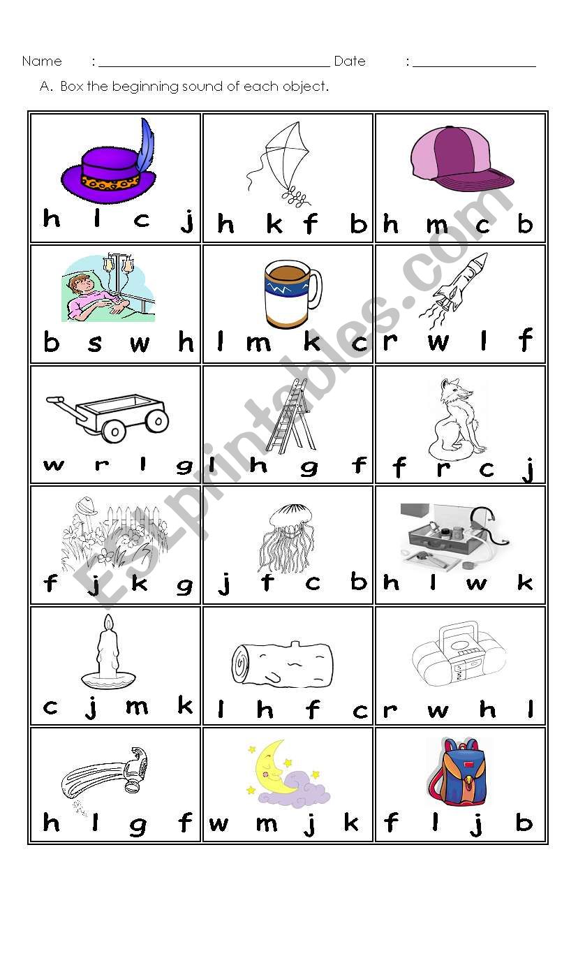 Consonant Beginning Sounds ESL Worksheet By Ninabonita